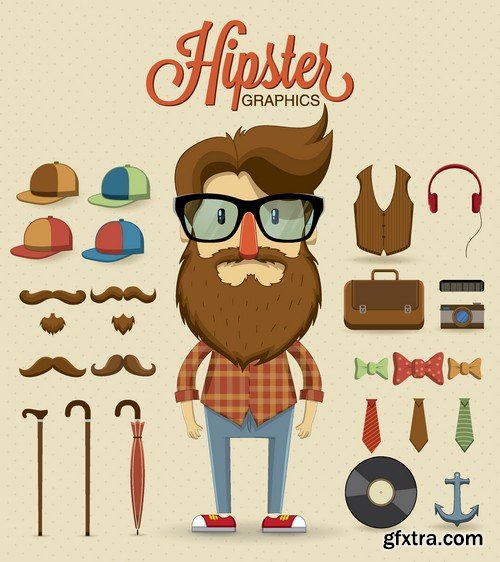 Stock Vectors - Hipster, 25xEPS