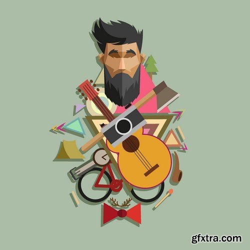 Stock Vectors - Hipster, 25xEPS