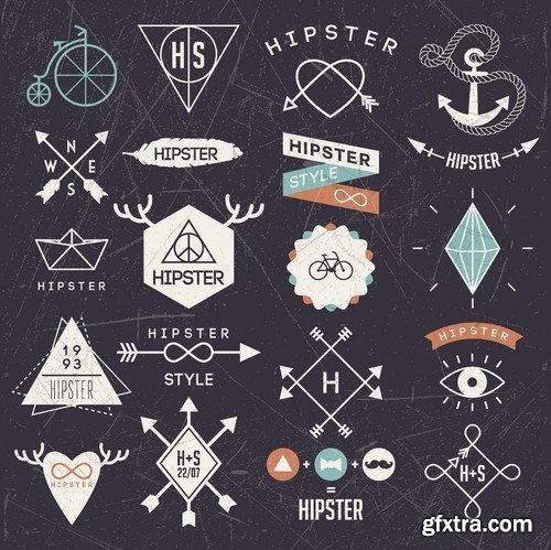 Stock Vectors - Hipster, 25xEPS