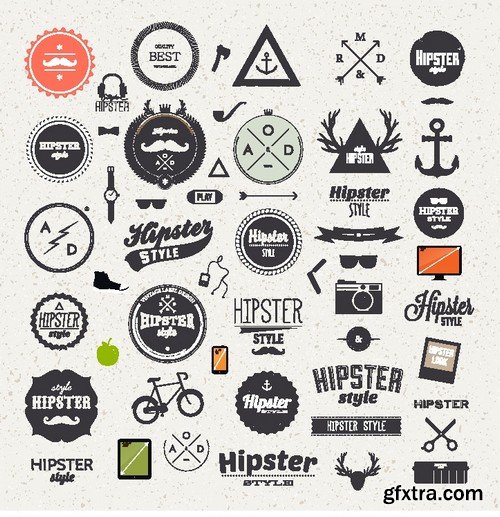 Stock Vectors - Hipster, 25xEPS