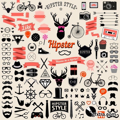 Stock Vectors - Hipster, 25xEPS