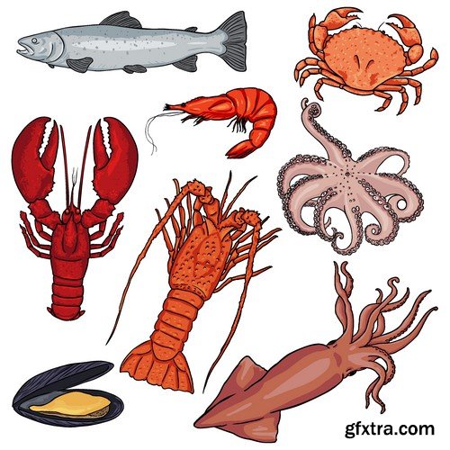 Stock Vectors - Seafood, 25xEPS