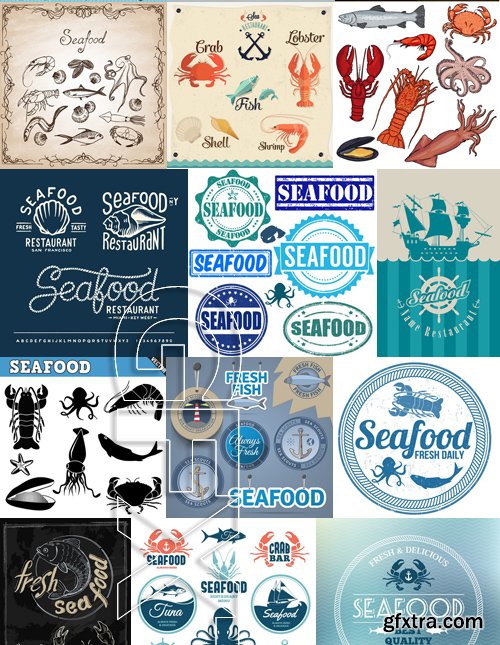 Stock Vectors - Seafood, 25xEPS