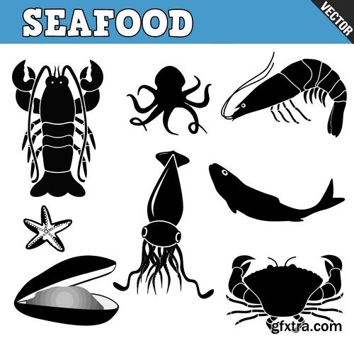 Stock Vectors - Seafood, 25xEPS