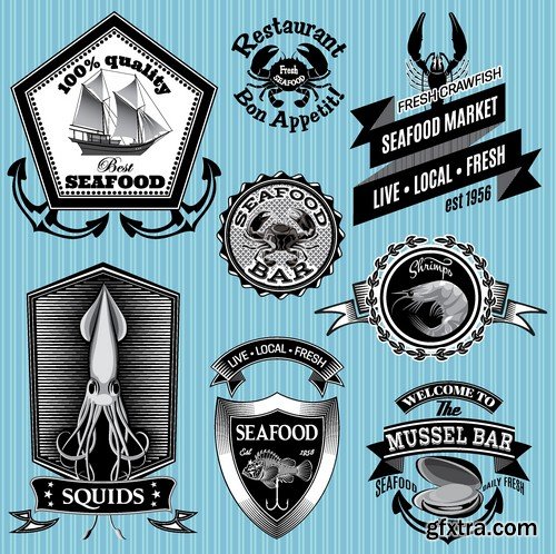 Stock Vectors - Seafood, 25xEPS