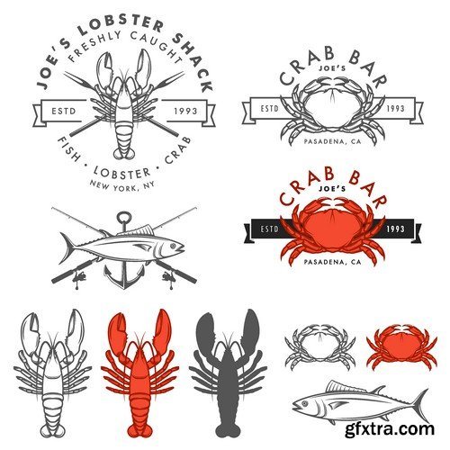 Stock Vectors - Seafood, 25xEPS