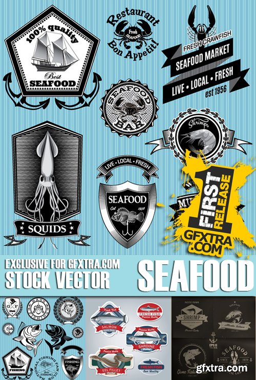 Stock Vectors - Seafood, 25xEPS