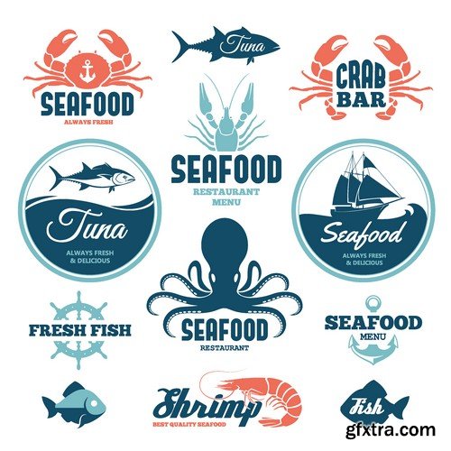 Stock Vectors - Seafood, 25xEPS