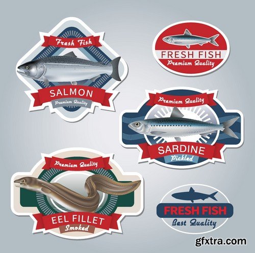 Stock Vectors - Seafood, 25xEPS