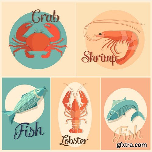 Stock Vectors - Seafood, 25xEPS