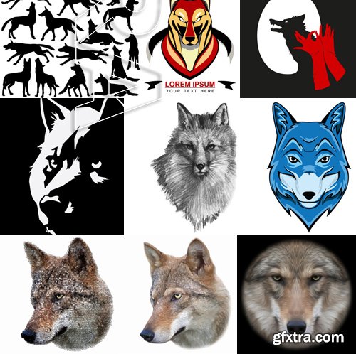 Stock Vectors - Wolf 2, 25xEPS