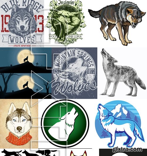 Stock Vectors - Wolf 2, 25xEPS