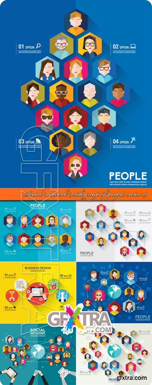 Social network with group of people vector 19