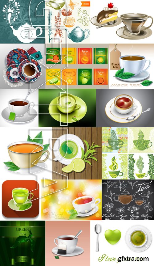 Stock Vectors - Tea 2, 25xEPS