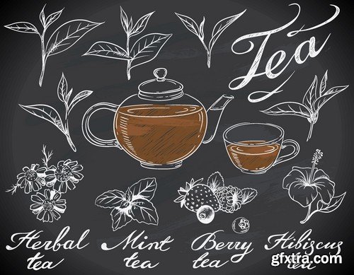 Stock Vectors - Tea 2, 25xEPS