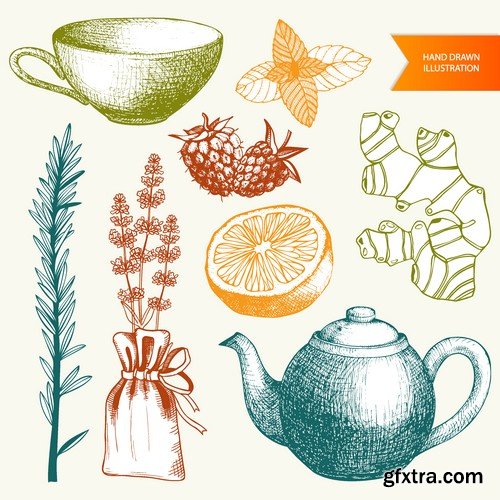 Stock Vectors - Tea 2, 25xEPS