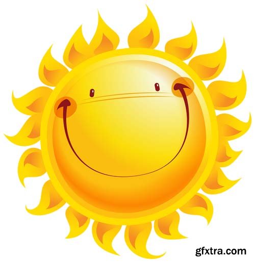 Funny smiling sun vector illustration,25xEPS