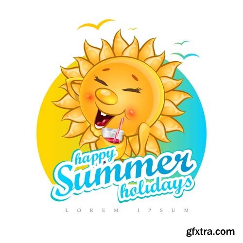 Funny smiling sun vector illustration,25xEPS