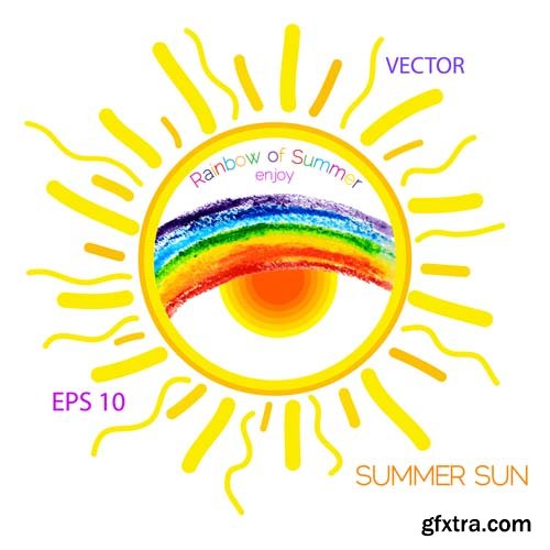 Funny smiling sun vector illustration,25xEPS