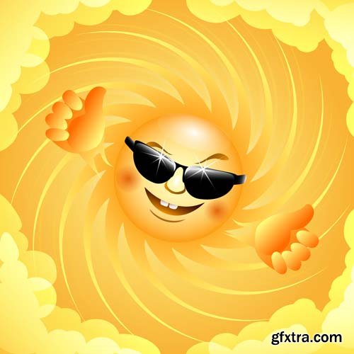 Funny smiling sun vector illustration,25xEPS