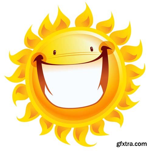 Funny smiling sun vector illustration,25xEPS