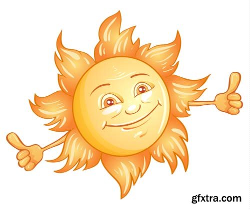 Funny smiling sun vector illustration,25xEPS