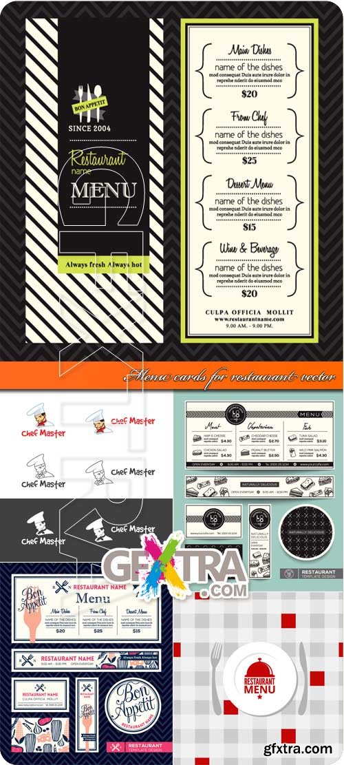 Menu cards for restaurant vector