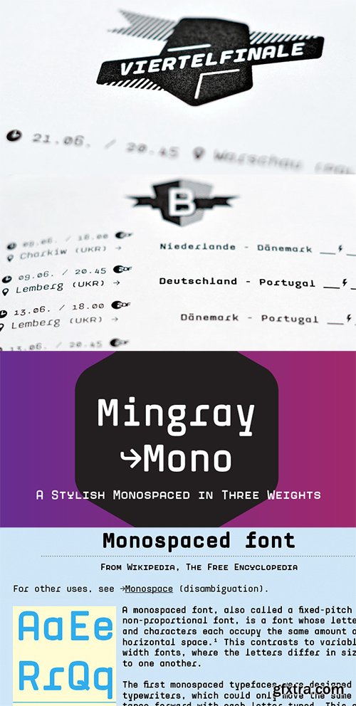 Mingray Mono Font Family - 4 Fonts $156