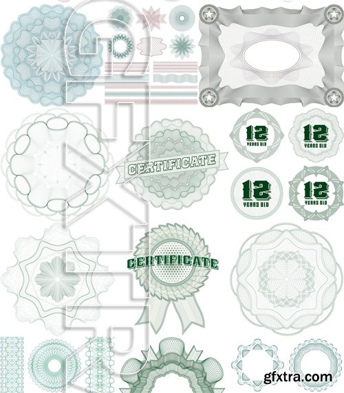 Stock Vectors - Guilloche Elements, 25xEPS