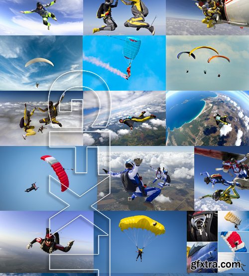 Stock Photos - Parachutist, 25xJPG