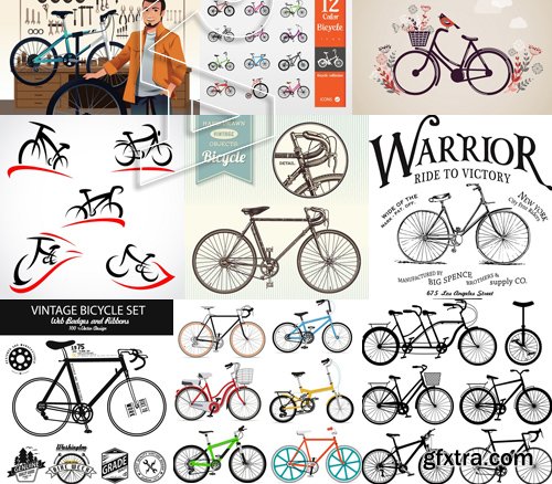 Stock Vectors - Bicycle, 25xEPS