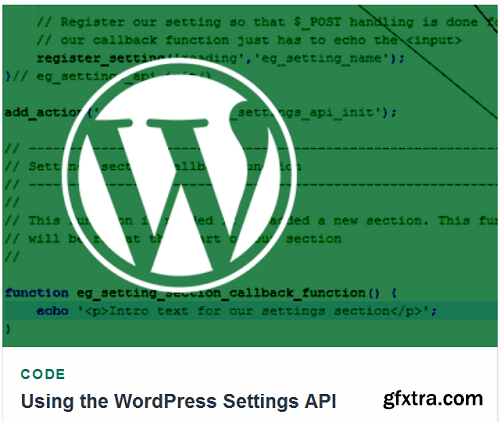 Tutsplus - Using the WordPress Settings API