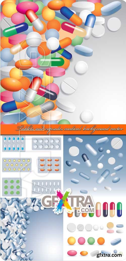 Tablets and capsules medical background Vector