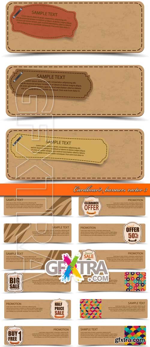 Cardboard banners vector 3