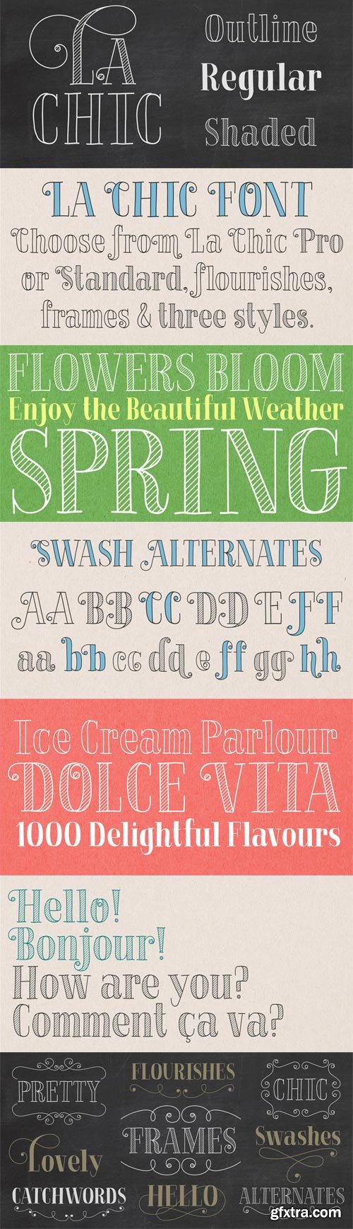 La Chic Font Family - 12 Fonts for $221