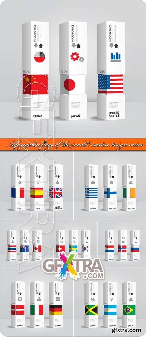 Infographic flags of the world creative design vector