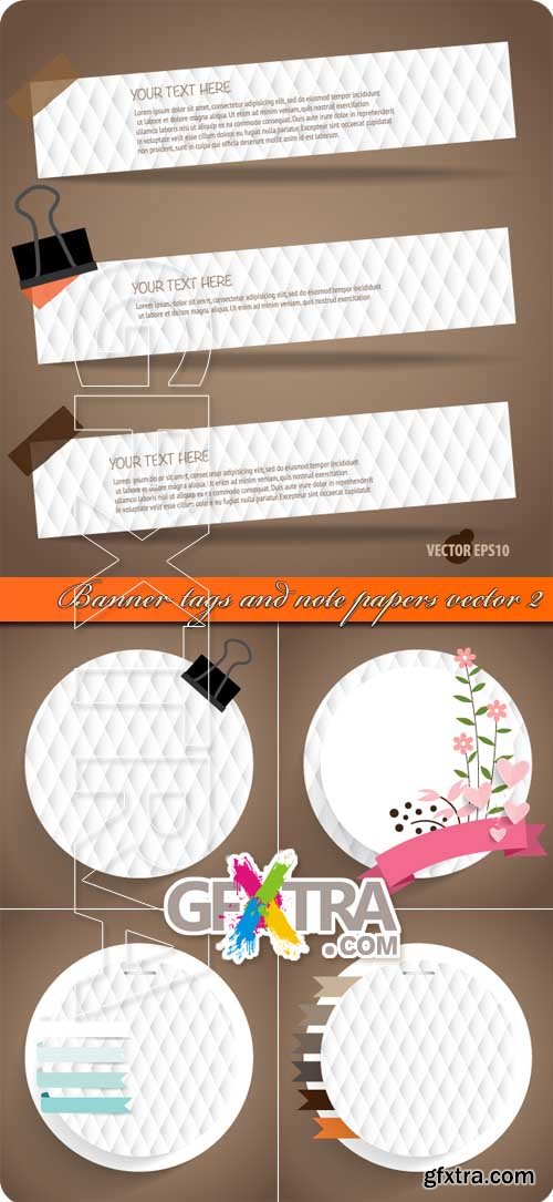 Banner tags and note papers vector 2