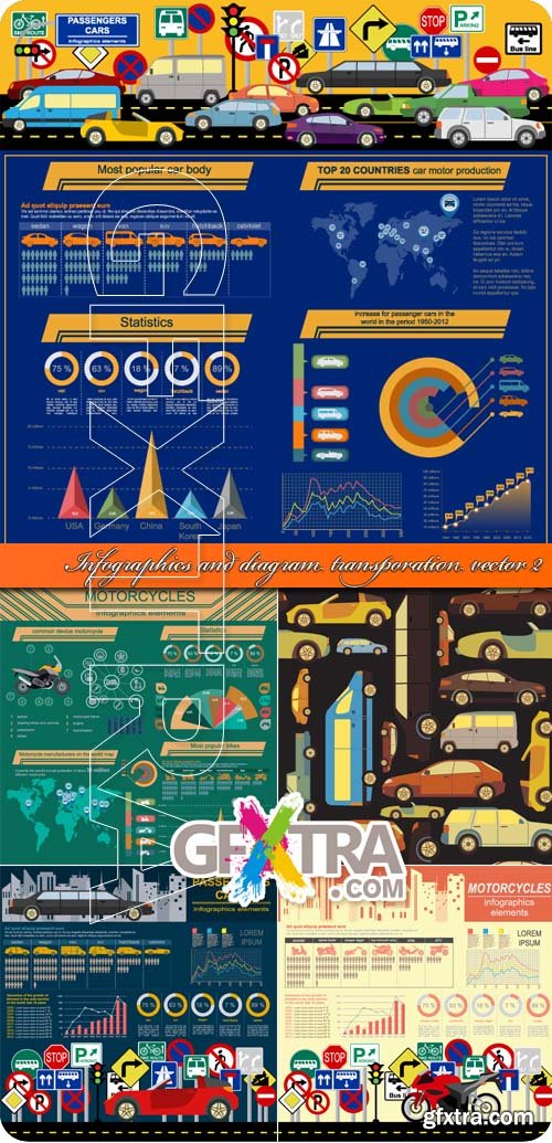 Infographics and diagram transporation vector 2