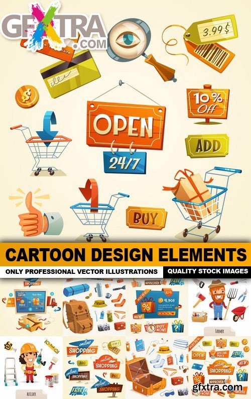 Cartoon Design Elements - 25 Vector