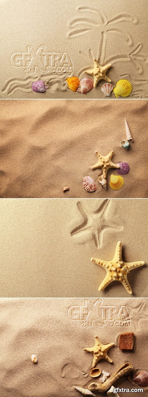 Stock Photo - Beach Sand & Seashells Backgrounds 2