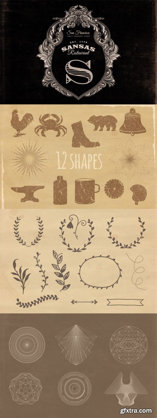 Different Vintage Vector Shapes