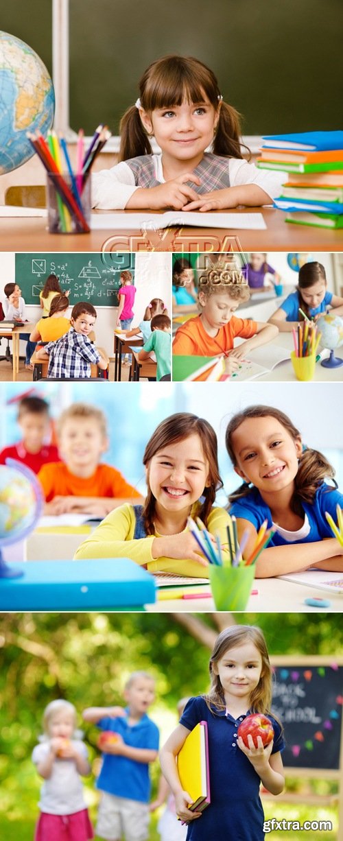 Stock Photo - Happy Schoolchildren, Schoolkids