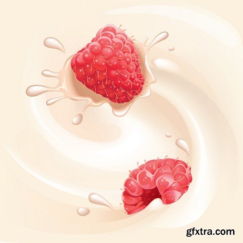 Stock Vectors - Raspberries, 25xEPS