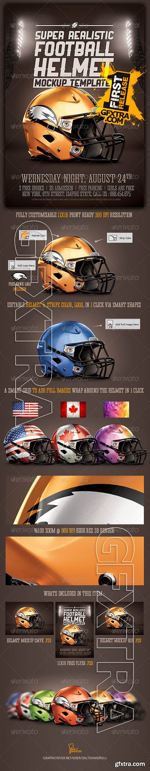 Realistic Football helmet Mockup - GraphicRiver 8625844