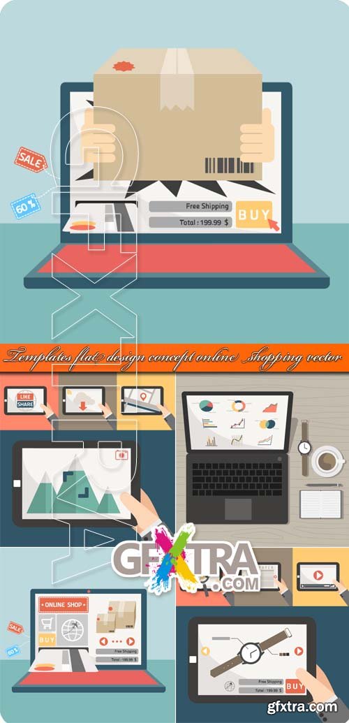 Templates flat design concept online shopping vector