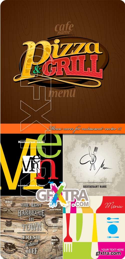 Menu cover for restaurant vector 15