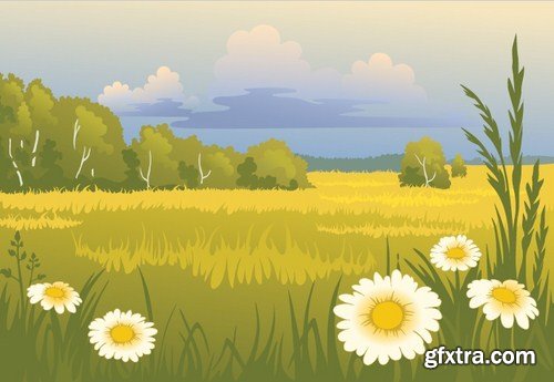 Cartoon Landscape #3 - 25 Vector