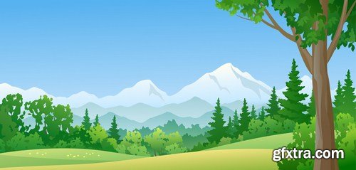 Cartoon Landscape #3 - 25 Vector