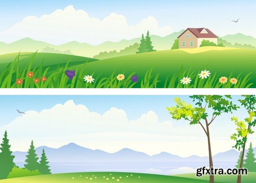 Cartoon Landscape #3 - 25 Vector