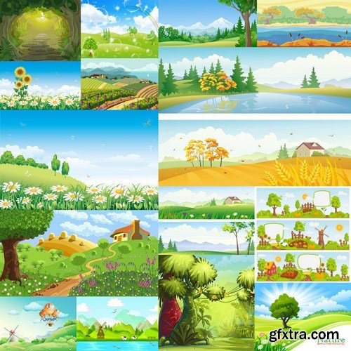 Cartoon Landscape #3 - 25 Vector